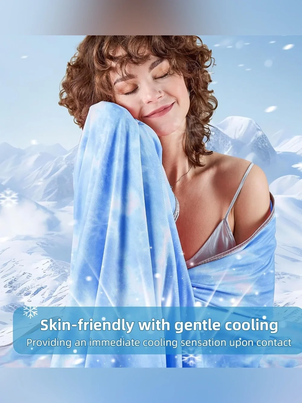 Throw Blanket Cooling Blue - Breathable Bed Topper Blanket